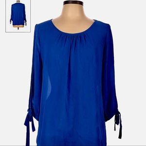 Royal blue open sleeve blouse